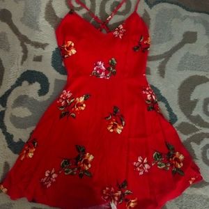 NWOT Red Backless Floral Mini Dress